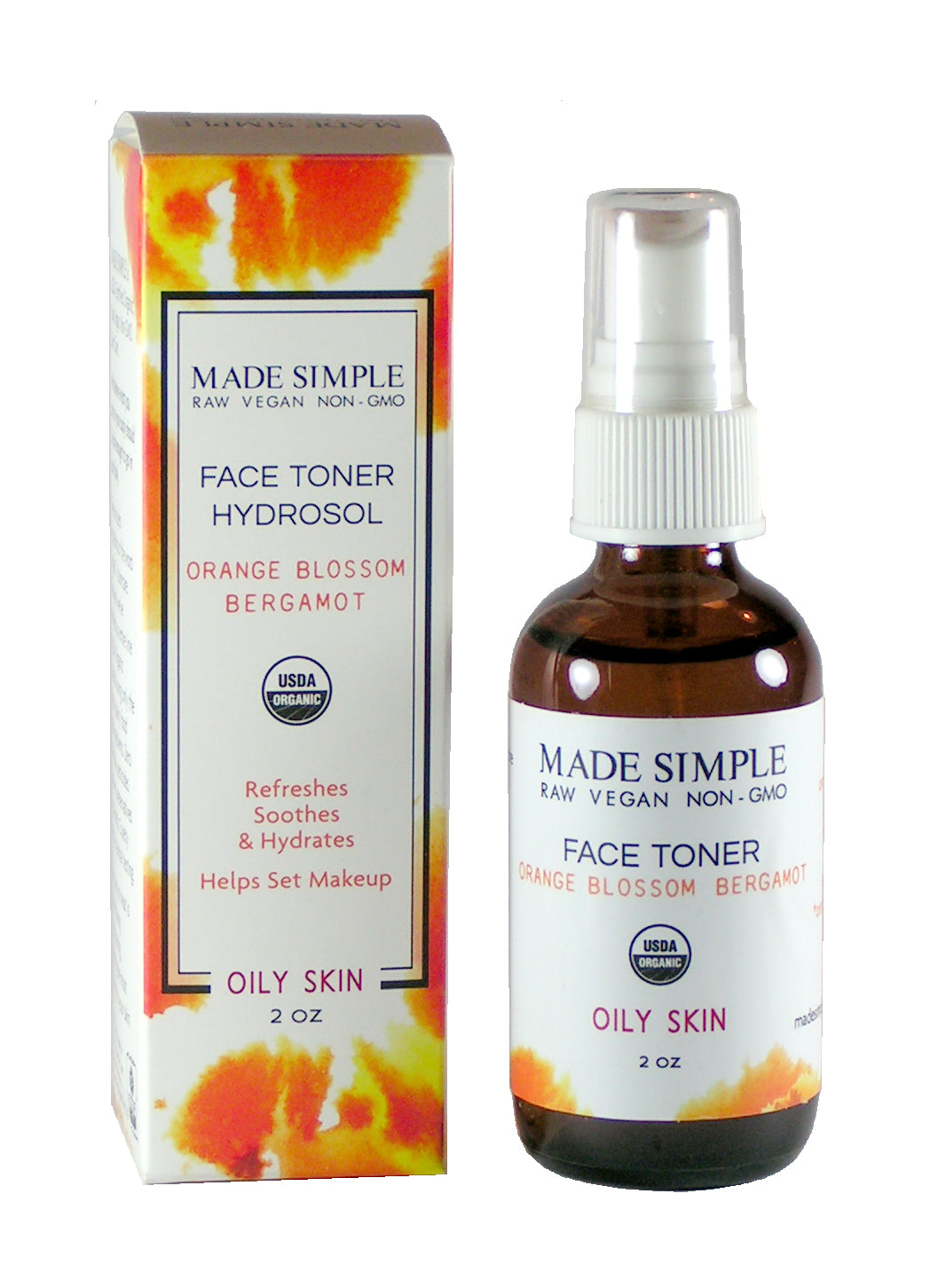 Orange Blossom Bergamot Face Toner for Oily Skin - Certified Organic, Vegan & Cruelty-free
