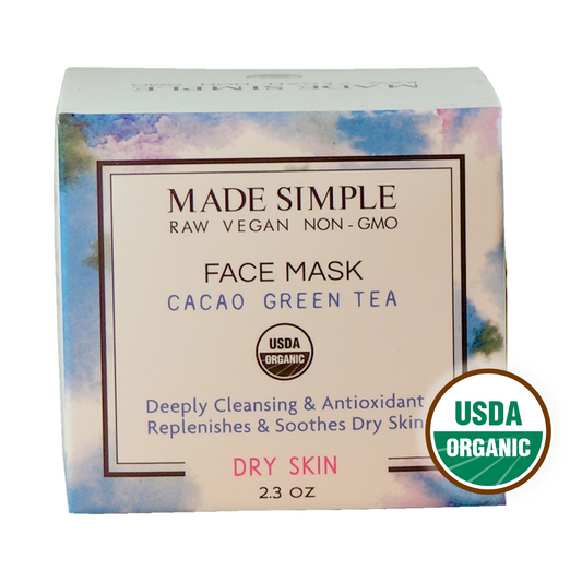 Cacao Green Tea Face Mask for Dry Skin - Certified Organic, Vegan & Cruelty-free